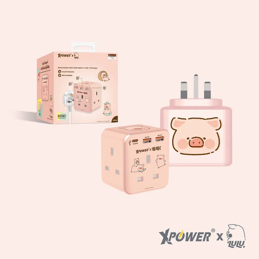 XPower x Lulu the piggy Cube-shaped Wall Socket Splitter