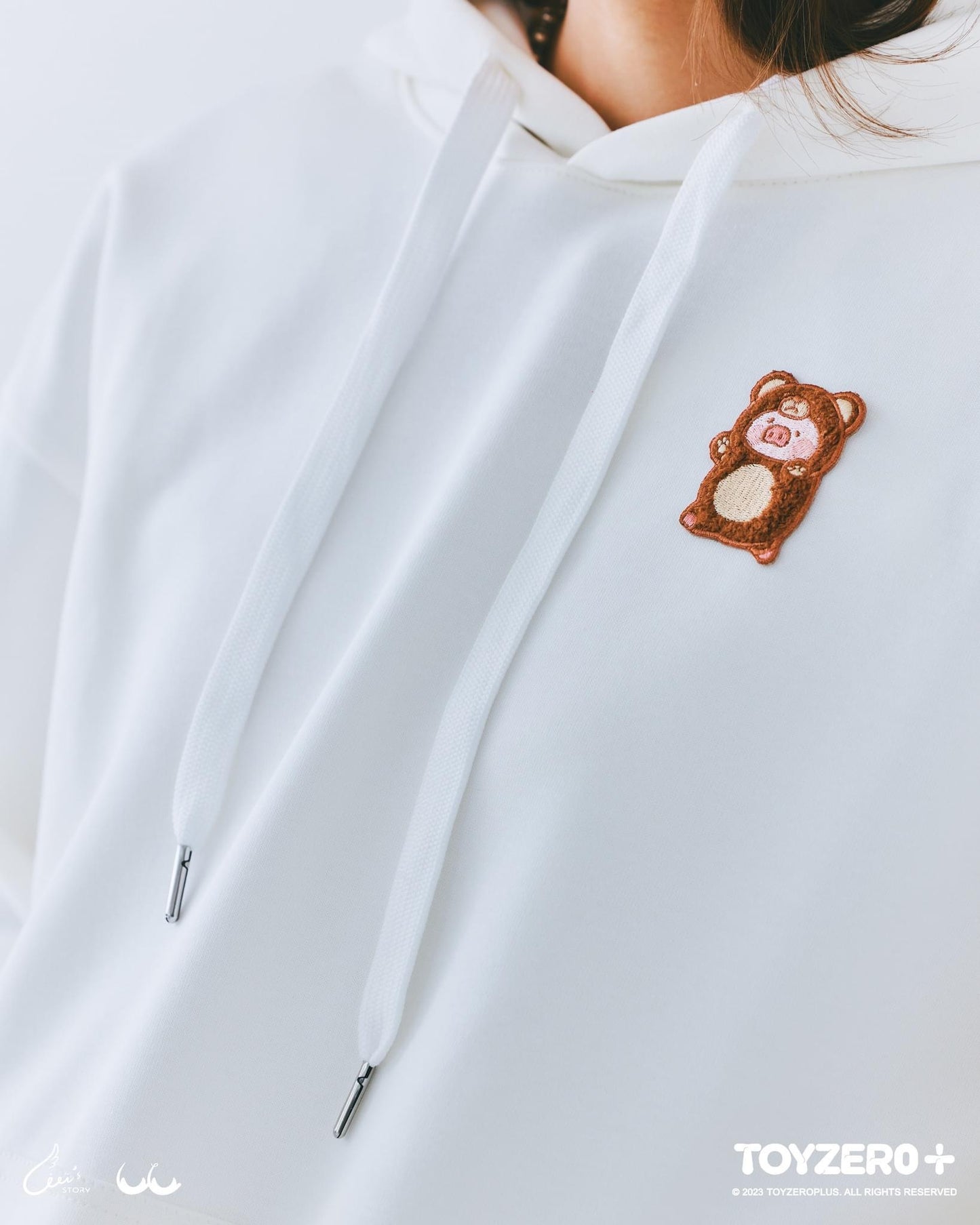 LuLu the Piggy Bear & Sheep - 5 x 5 cm Die-cut Fluffy Sticker (Bear & Sheep)
