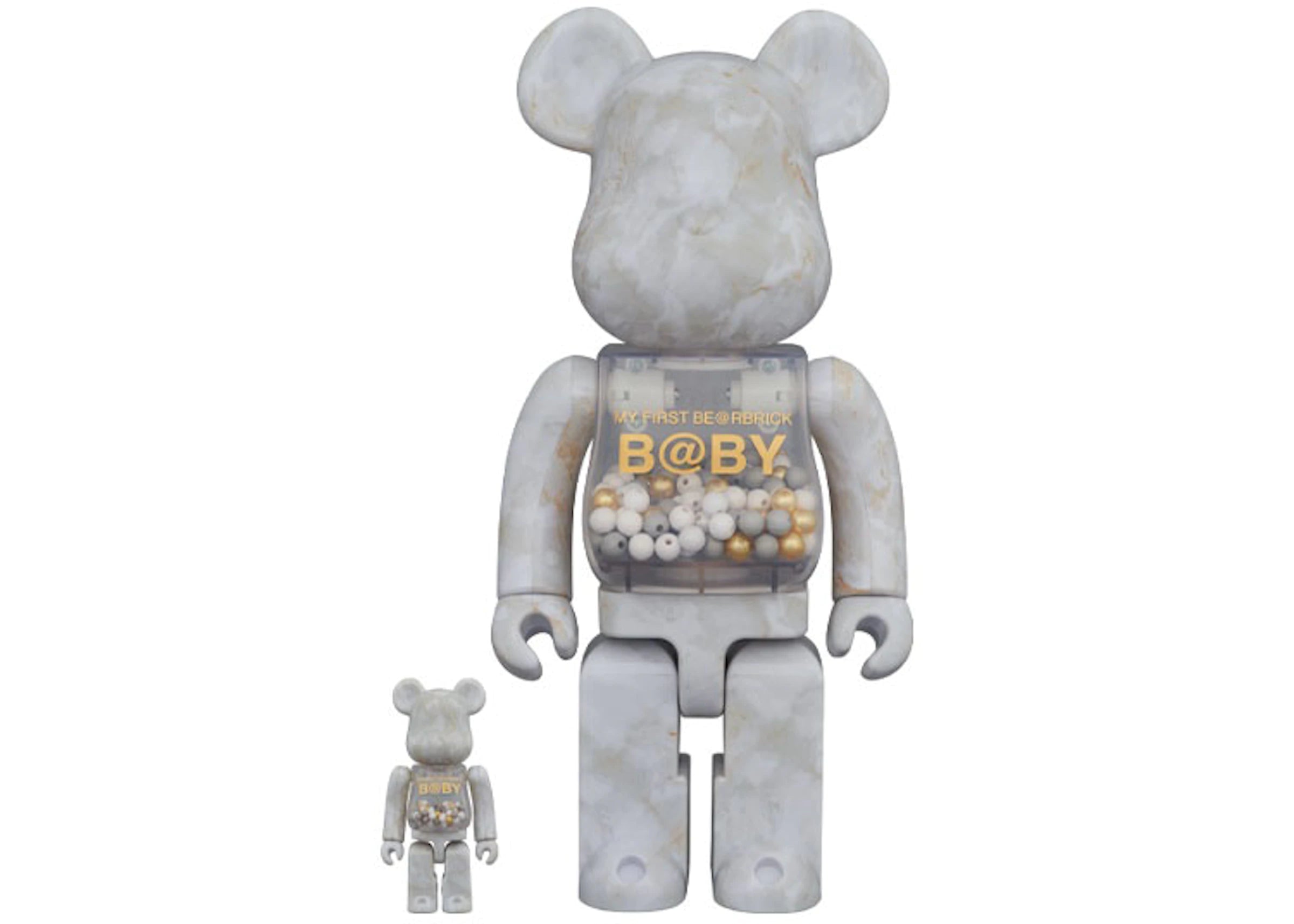 Bearbrick My First Baby Marble Stone Ver. 100% & 400% Set White