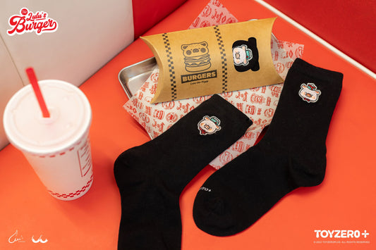 LuLu the Piggy Burger Socks - Black