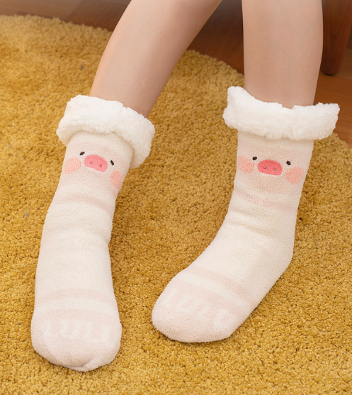 LuLu the Piggy Fluffy Slipper Socks - LuLu