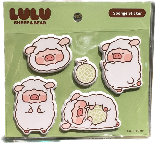 LuLu the Piggy Bear & Sheep - Sponge Sticker (Sheep Set)