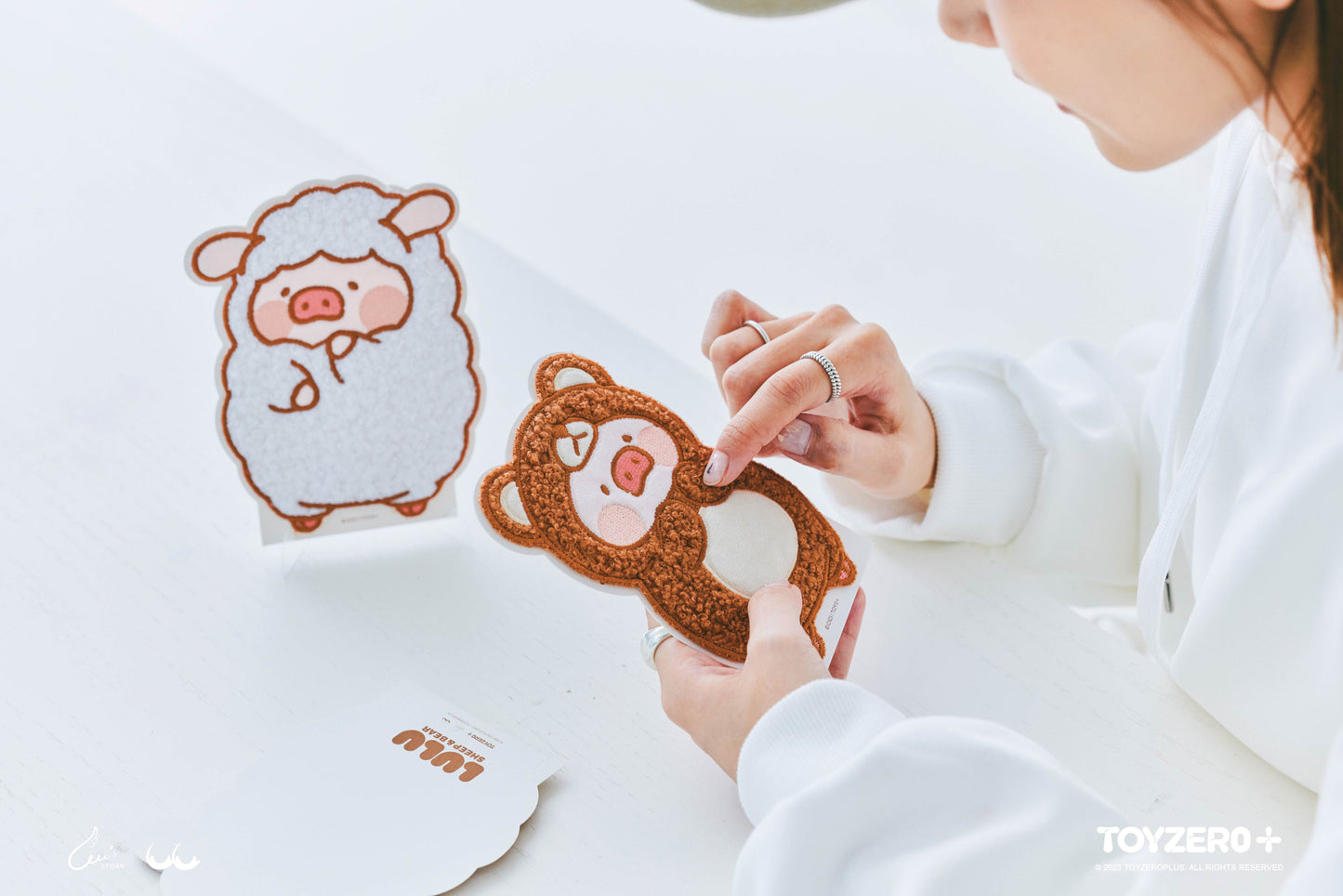LuLu the Piggy Bear & Sheep - Die-cut Fluffy Postcard
