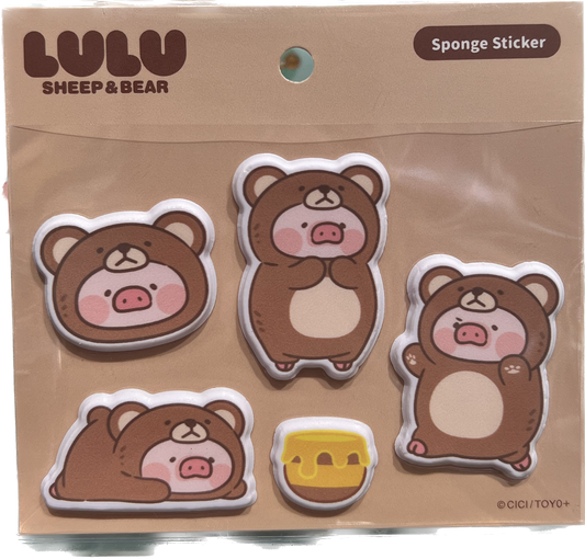 LuLu the Piggy Bear & Sheep - Sponge Sticker (Bear Set)