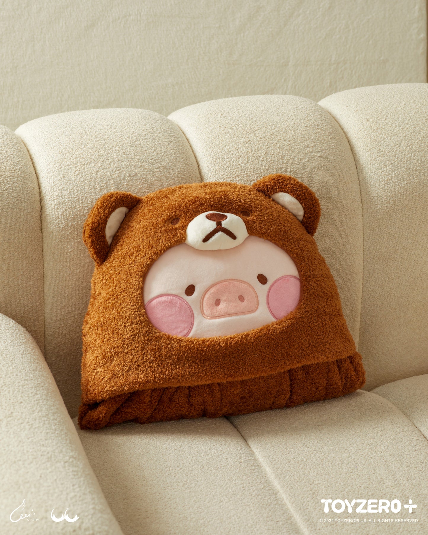 LuLu the Piggy Costume Series -  Blanket with Hat (Bear) 罐頭豬LuLu 變裝系列 - 連帽空調毯 (豬熊)