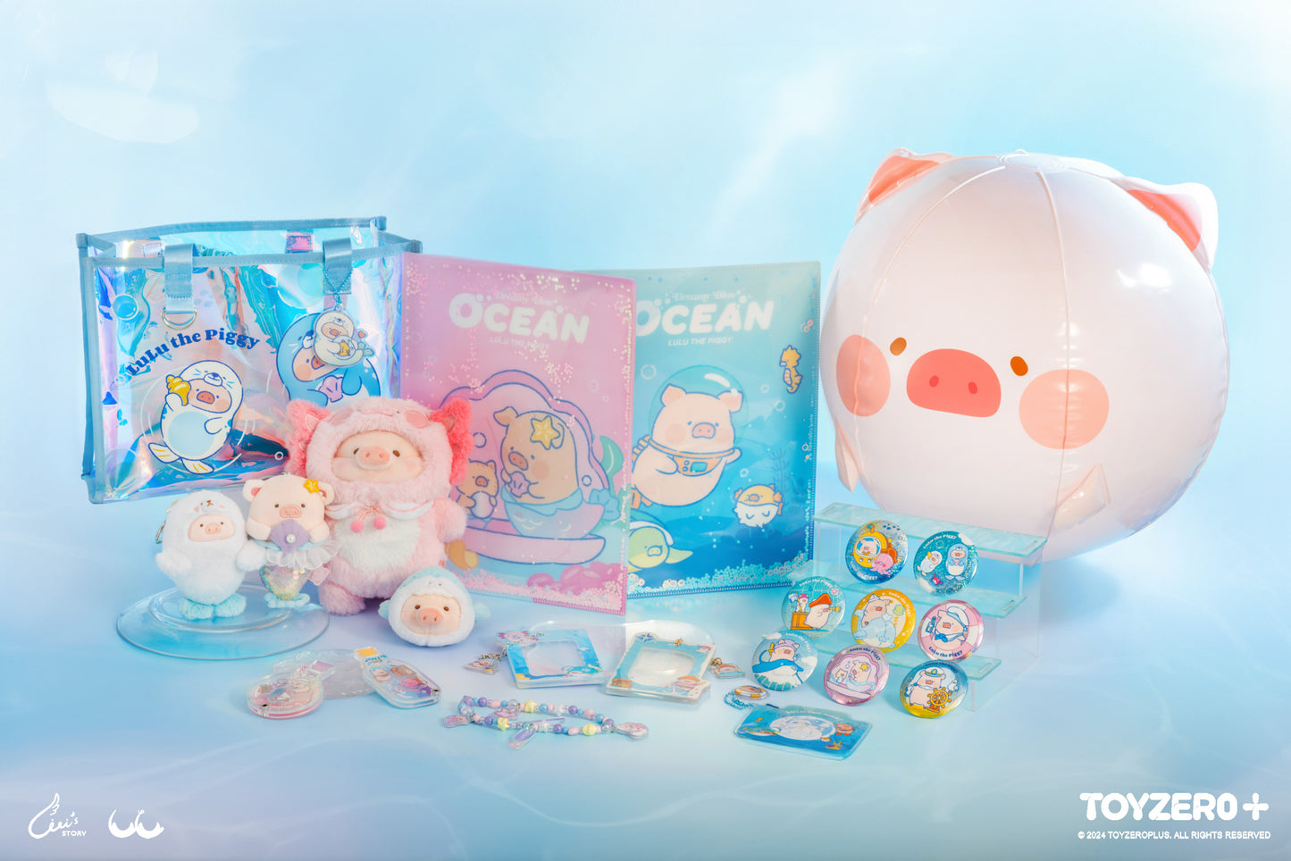 LuLu the Piggy Ocean  - PVC Tote Bag (with rope bag)