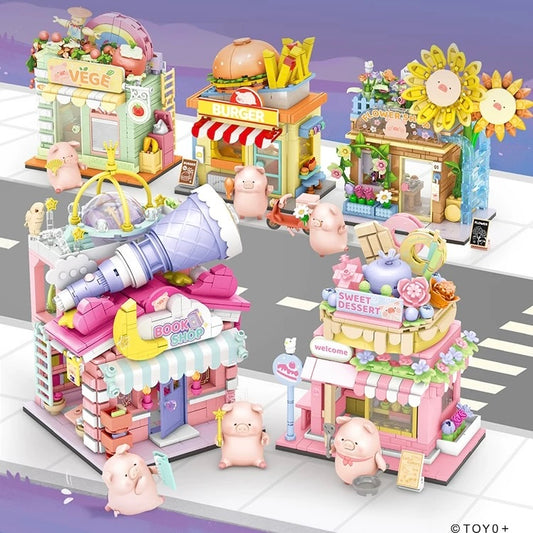 LuLu the Piggy Shopping Street series Building Bricks Toy