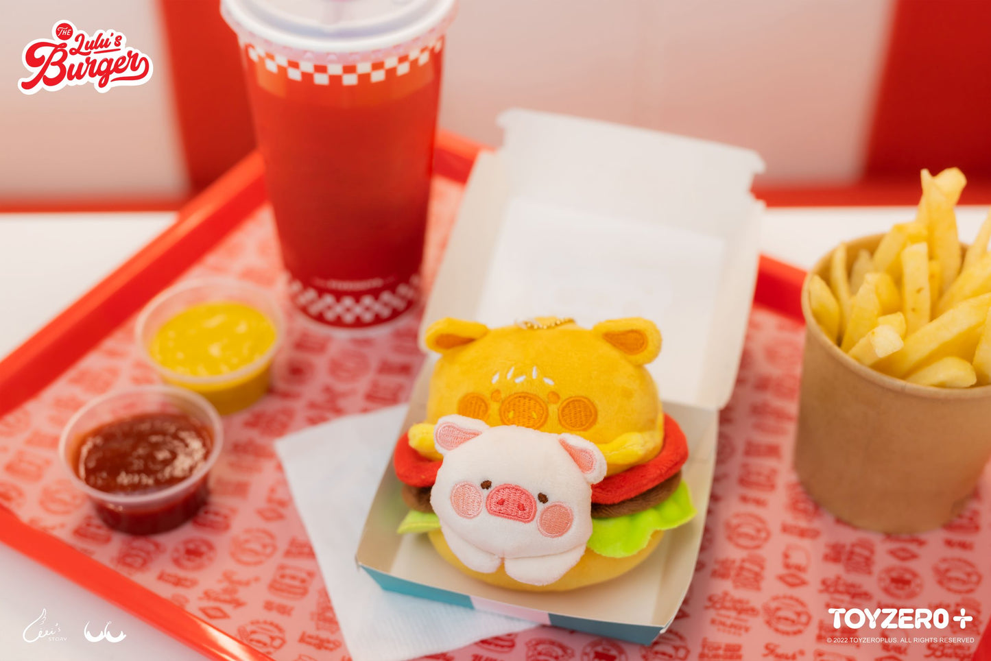 LuLu the Piggy Burger Series Plush Keychain - Hamburger