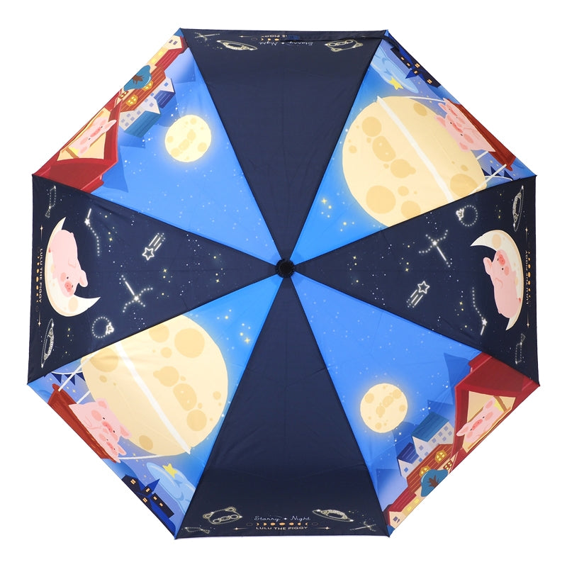 LuLu The Piggy 55cm x 8 Ribs 3-Fold Hand-Open Umbrella
