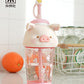 Lulu the Piggy Water Bottle with Straw
