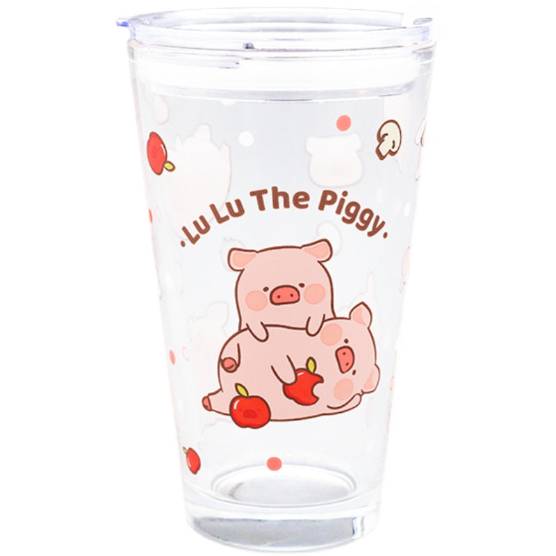 Lulu the Piggy Glass Tumbler with Straw