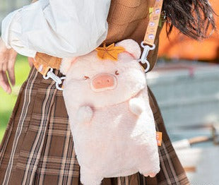 Lulu the Piggy Hot Water Bottle with Plush Cover and Strap