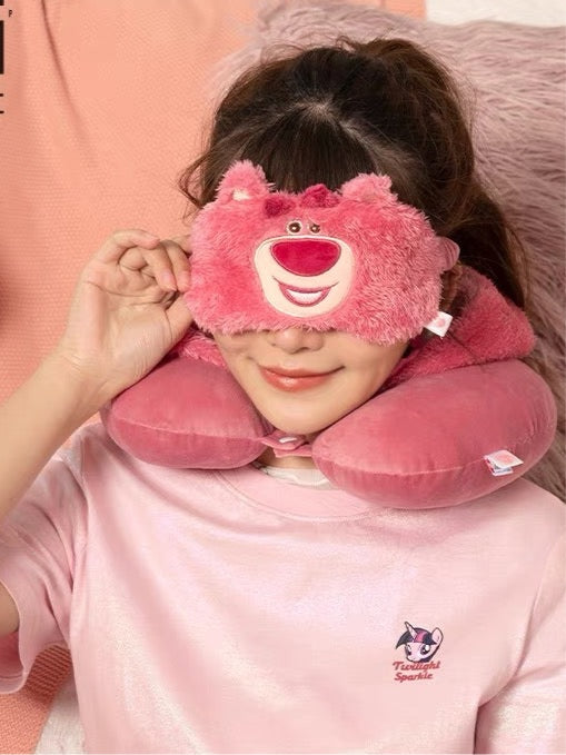 Lotso Bear Hooded Neck Pillow with Eye Mask
