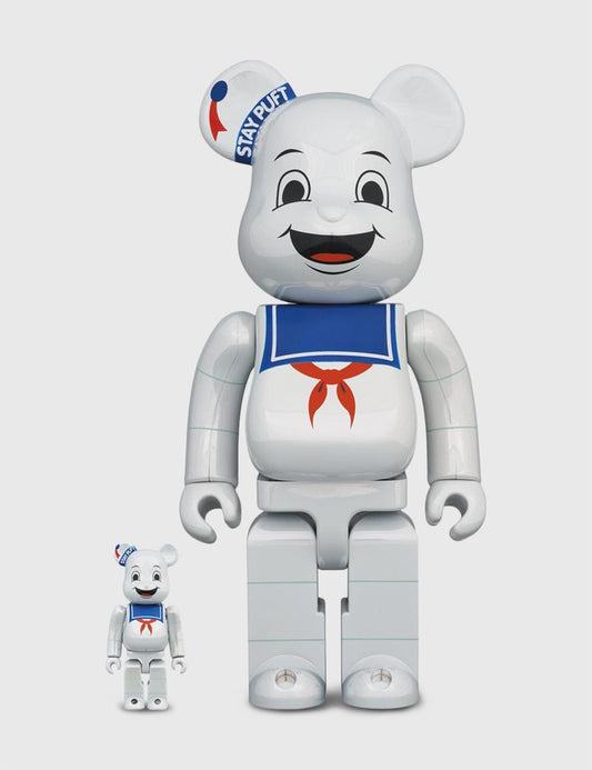 Bearbrick Ghostbuster Stay Puff Marshmellow Man White Chrome Ver. 100%+400%
