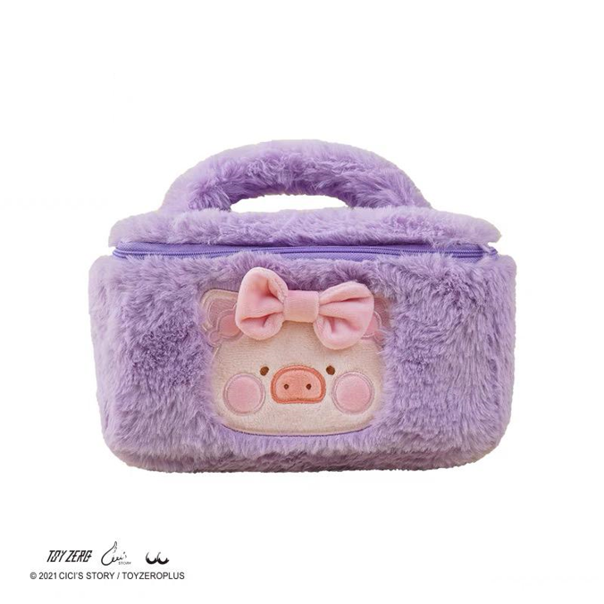 LuLu the Piggy Fluffy Vanity Case with Handle - Lilac