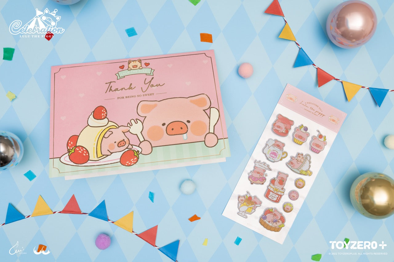 LuLu The Piggy Celebration - Greeting card with sticket set