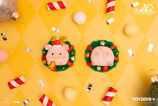 LuLu The Piggy Christmas - Christmas Wreath 3D Magnet 罐頭豬 LuLu聖誕 - Lulu 聖誕圈磁石